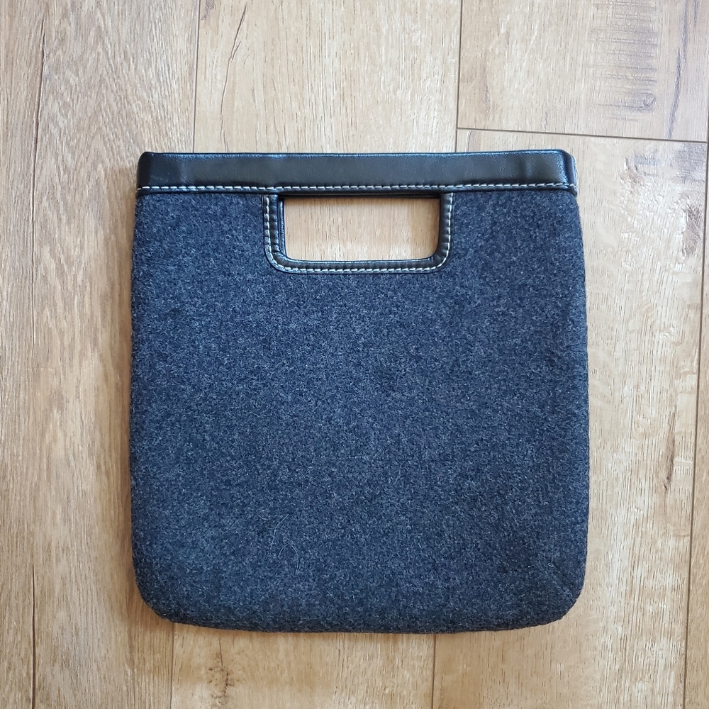 NEW Banana Republic Y2K vintage bag Felt Wool Leather Gray 70s Vibe Clutch Purse